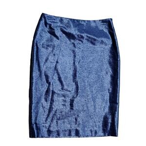Vintage Jil Sander Wool Blend Metallic Blue Wool Pencil Skirt  sz 34